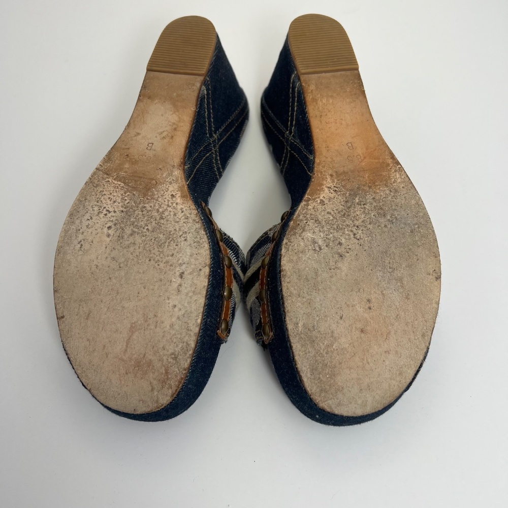 Coach Navy Signature Denim Slide Wedge Sandal Size 8.5 - Picture 10 of 10